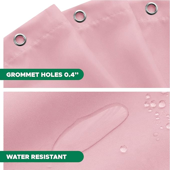 Biscaynebay Hotel Quality Fabric Shower Curtain Liners 72 Inch by 72 Inch, Pink Water Resistant Bathroom Curtains, Rust Resistant Grommets & Weighted Bottom Machine Washable