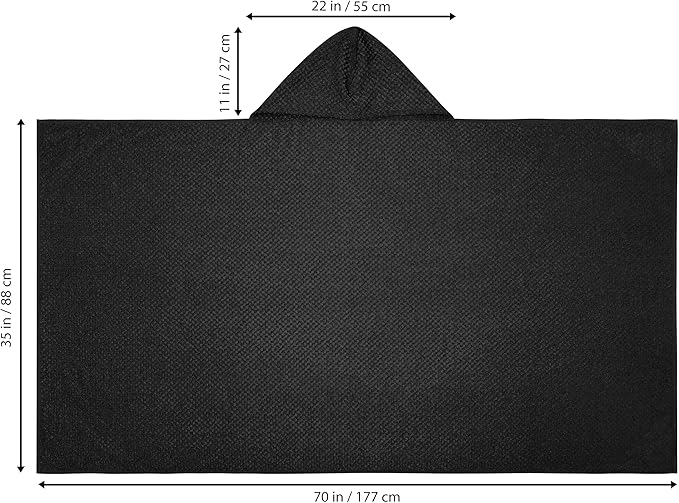 COTTON CRAFT Hooded Bath Towel – 2 Pack Oversized 35x70 Waffle Weave Towel with Hood for Adults - 100% Ringspun Cotton Pool Bath Sheet Wrap with Hood - Soft Super Absorbent Quick Dry – 450 GSM – Black