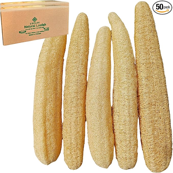 5 Pcs (14 – 16 Inches) Natural Loofah Sponge | Organic Loofah | Shower Loofah Exfoliating Body Scrubber | Bath for Loofah for Men and Women | (5 - Pack)