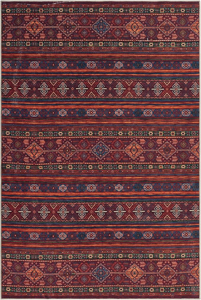 Keen Home Design 8x10 Rug - Machine Washable Area Rug with Non-Slip Backing, Ideal for Living Room, Dining Room, Bedroom - Vintage, Easy Clean, Durable, Low Pile Rug - (8' x 10')