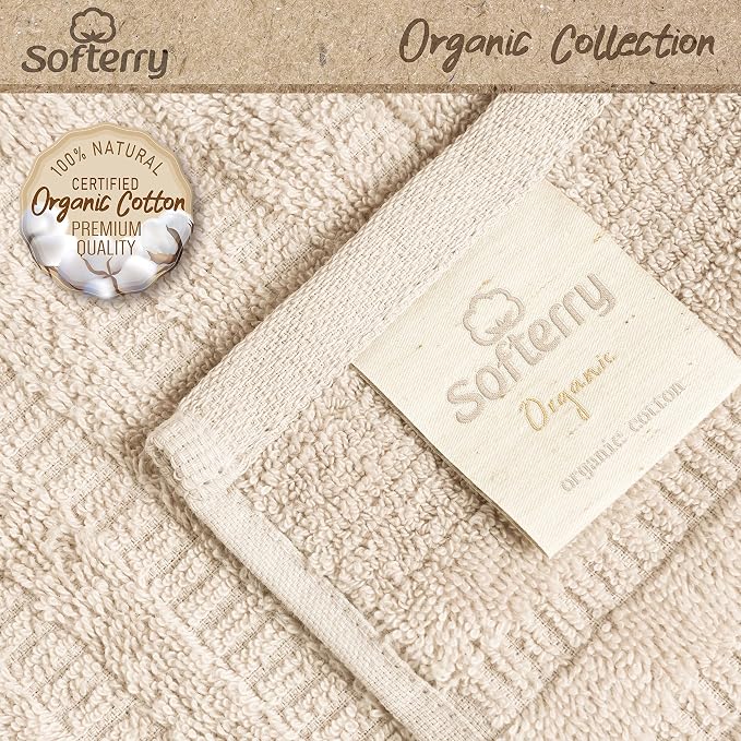 Softerry Pure Organic Cotton Bath Towel Set - 100% Soft Cotton - Extra Absorbent and Durable - 500 GSM Quick Dry - Luxury Hotel & Spa Quality - Fade Resistant - (Natural, Set of 2 Bath)
