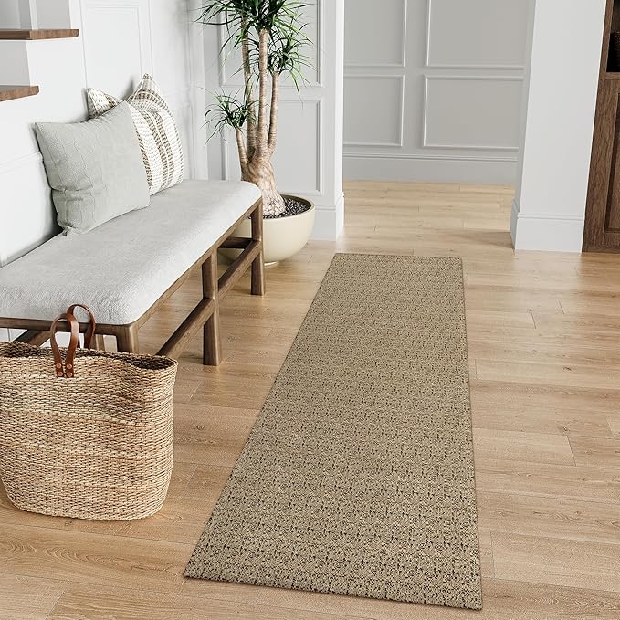 Collive Washable Kitchen Runner Rugs Non Slip, 2x6 Black/Natural Farmhouse Rug Runners for Hallway, Boho Hand-Woven Cotton Bedroom Carpet for Laundry Entryway Indoor