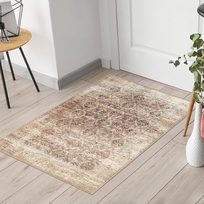 Keen Home Design 24"x36" Rug - Machine Washable Entry Rug with Non-Slip Backing, Ideal for Enteryway, Kitchen, Bathroom, Laundry Room - Vintage, Easy Clean, Durable, Low Pile - (2' x 3')