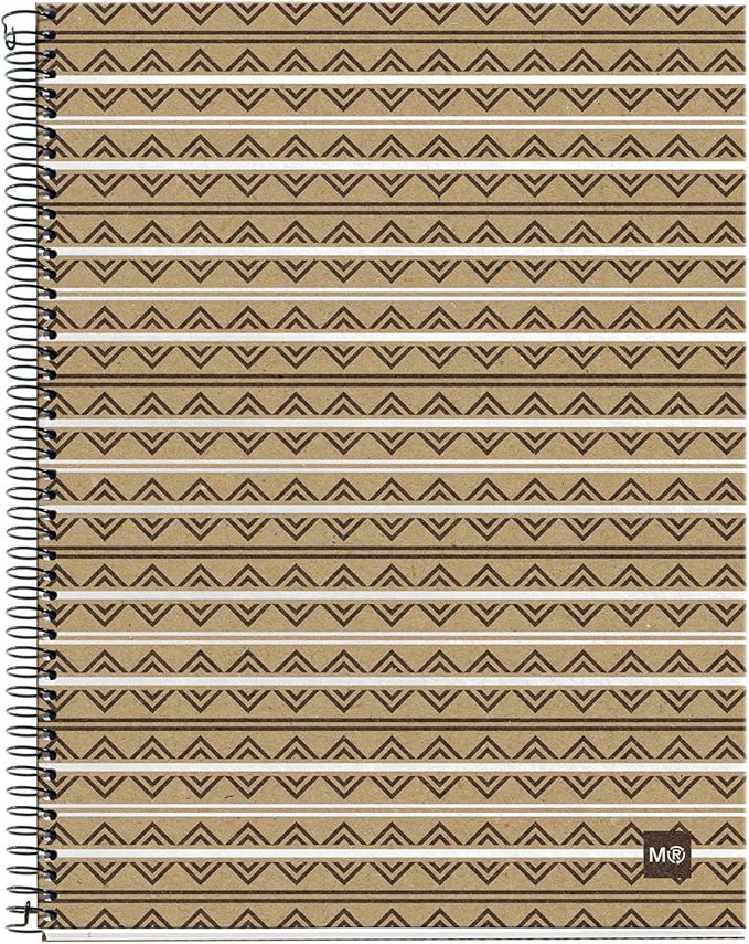 Miquelrius - Notebook Notebook 100% Recycled, 4 Stripes of Colours, A4, 120 Squared Sheets 5 mm, Paper 80 g, 4 Drills, Recycled Cardboard Cover, Eco Aztec Design