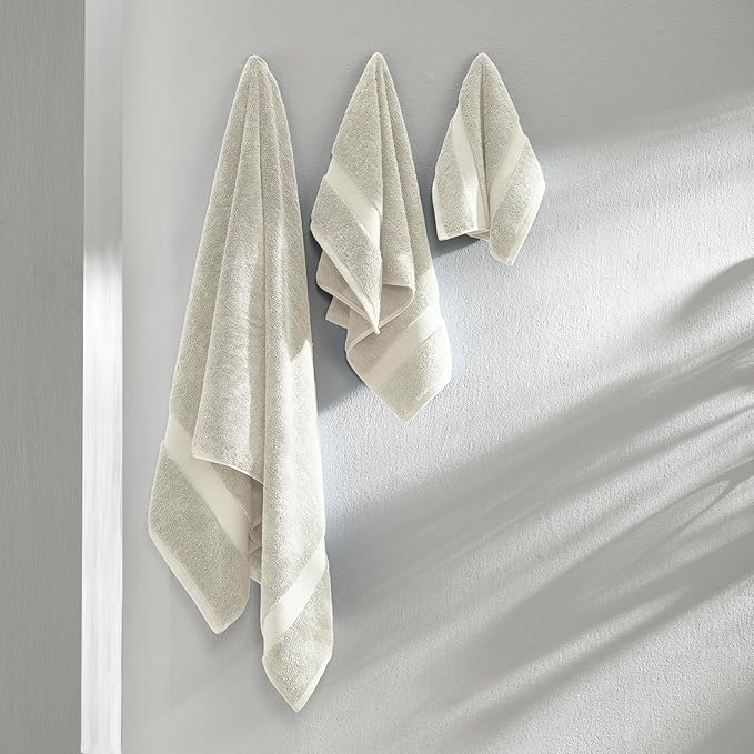 TOWELTIQUE- Organic Cotton Plush Bath Towels Pack of 6 GOTS & Oeko- TEX Certified | Premium Soft, Absorbent & Quick-Drying Towels for Bathroom, Gym, Spa & Hotel Use – Taupe