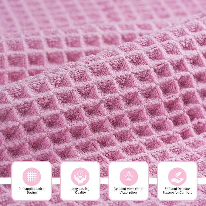 MICROFI Microfiber Waffle Bath Towels, 3 Pieces, Oversized, Soft, Absorbent, Fast Drying, Lint Free, Includes Bath, Face and Hand Towels 430 GSM