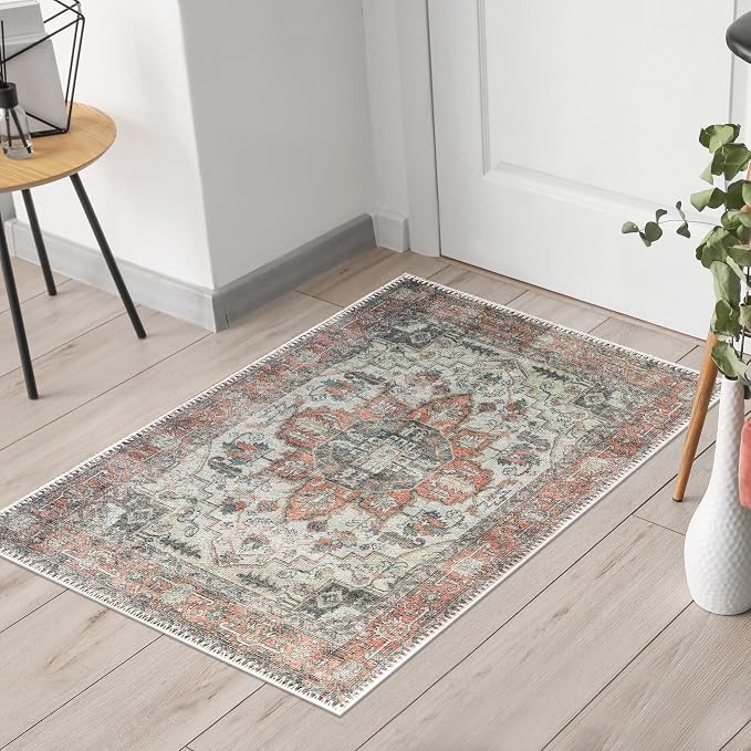 Keen Home Design 24"x36" Rug - Machine Washable Entry Rug with Non-Slip Backing, Ideal for Enteryway, Kitchen, Bathroom, Laundry Room - Vintage, Easy Clean, Durable, Low Pile - (2' x 3')