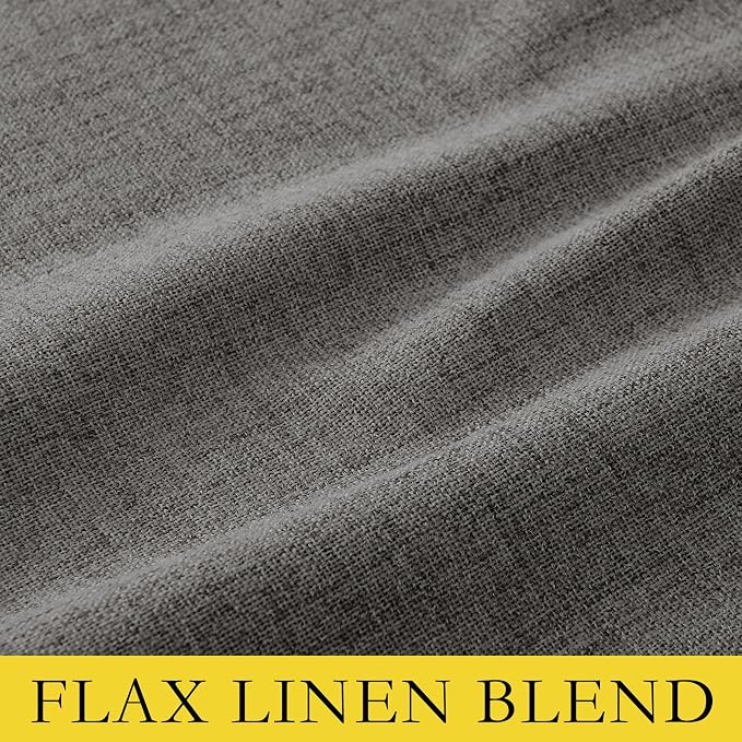NICETOWN Grizzle Gray Linen 100% Blackout Curtains for Living Room, W52 x L84 in, Set of 2, Thermal Insulated Curtains with Light Blocking Liner, Noise Reducing Rod Pocket Window Treatments for Hall