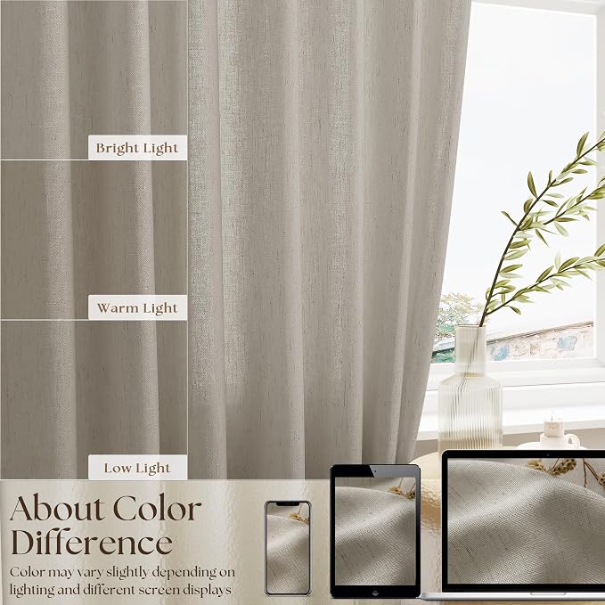 Farmhouse Kitchen Curtains 36 Inch Length Burlywood Birch Bathroom Curtains for Small Window Cafe Drapes for RV Camper Basement, Privacy Light Flitering Rod Pocket Window Treatment W25xL36 Inch