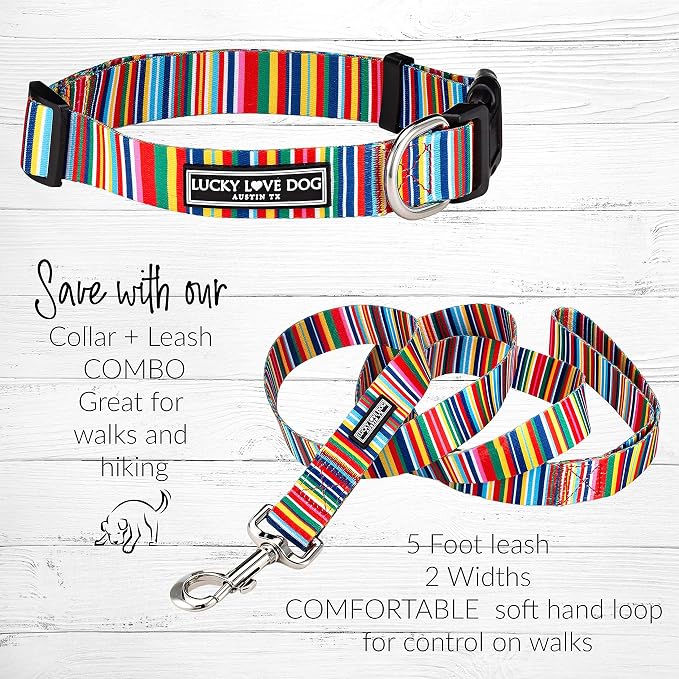Lucky Love Dog - Adjustable Dog Collar with Easy Click Buckle for Small Dogs, Durable, & Comfortable for Male & Female Dogs, Pet Collar for Puppies & Adult Dogs - Hippie, Small