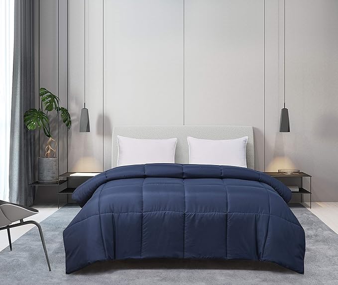 Blue Ridge Home Fashions Microfiber Color Down Down Alternative Comforter, Full-Queen, Navy