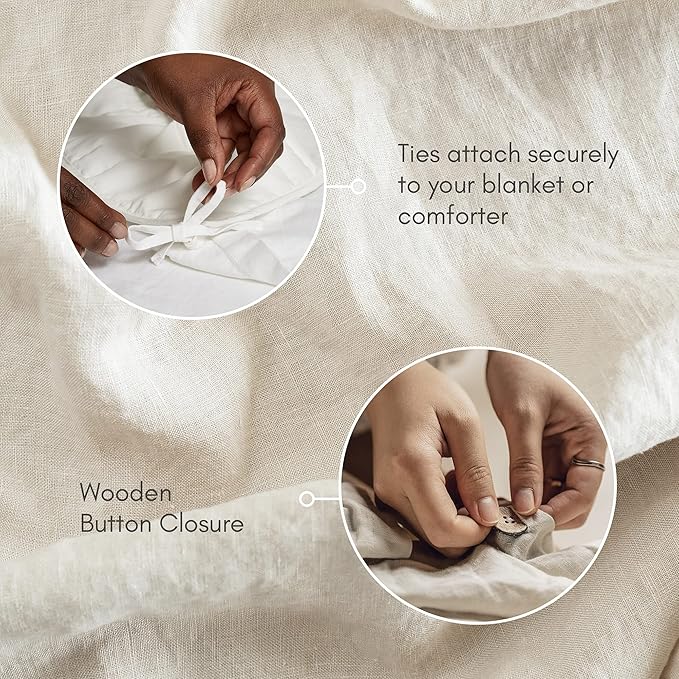 Baloo 100% French Linen Duvet Cover for Weighted Blanket (Oatmeal - 60"x80" - Full/Queen Size) | Cooling, Soft & Durable | Certified European Flax® | for Baloo 15 & 20lbs Weighted Blanket