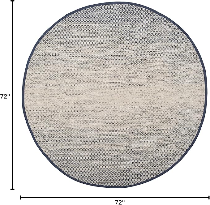 SAFAVIEH Montauk Collection 6' Round Navy/Ivory MTK601C Handmade Cotton Area Rug