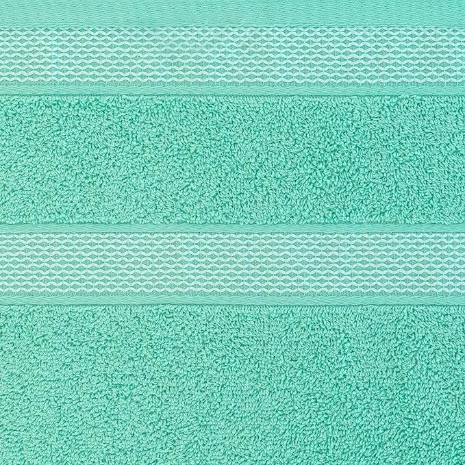 CASA COPENHAGEN Solitaire 6Pcs 100% Egyptian Cotton Large Designer Towels Gift Set- Aquamarine, 600GSM, 2Bath 2Hand 2Washcloths, Bath Towels for Bathroom Set for Women & Men