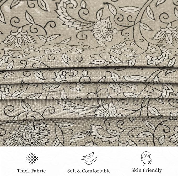 Handmade Block Print 100% Thick Cotton 20 x 20 inch Throw Pillow Cushion Cover with Zipper - Pillowcase for Bedroom, livingroom, Couch, Sofa, Outdoor, Chair, Bed, Home Décor-Lina (Beige)