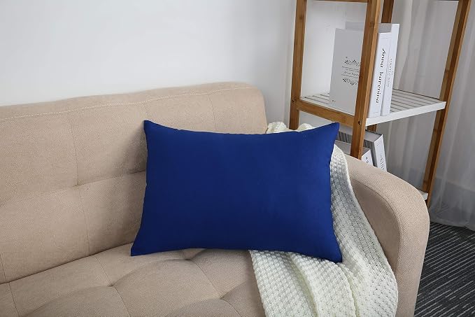 TangDepot 100% Cotton Solid Throw Pillow Cover 12x18 Royal Blue | 100% cotton, same-color zip, machine wash & air dry. For living room, bedroom, office, car. 42 colors, 85 sizes. Cover only.
