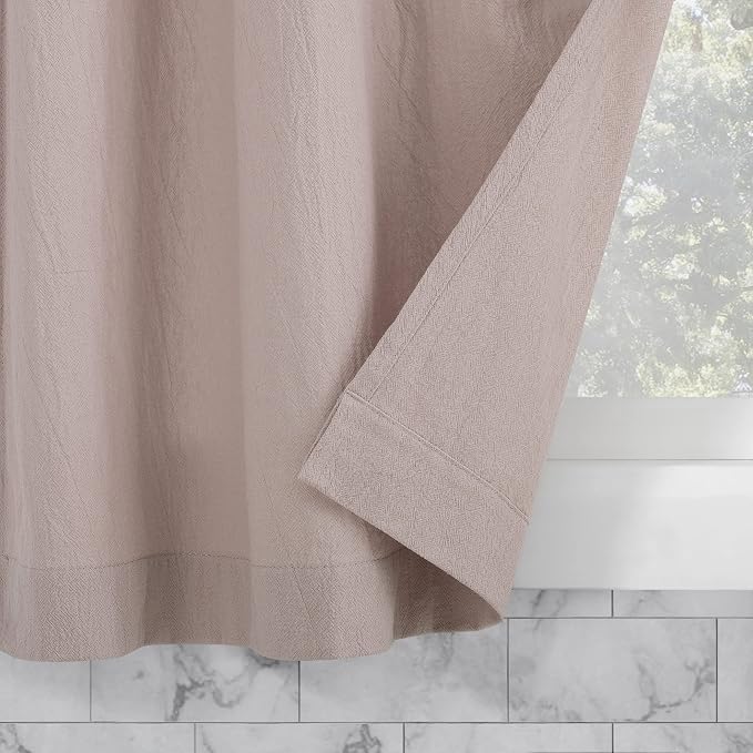 Archaeo Washed Cotton Small Window Twist Tab Cafe Curtains, 52" x 36", Rose Quartz
