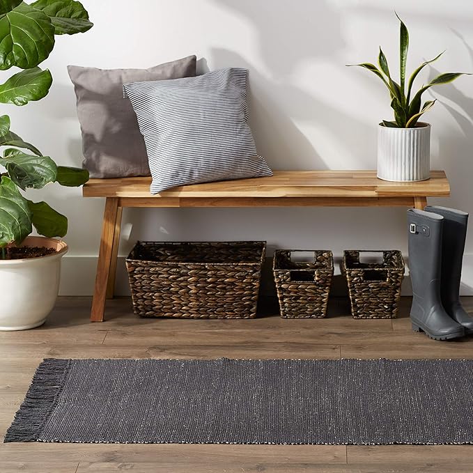 DII Woven Rugs Collection Ribbed Reversible Cotton, Runner, 2 ft 6 in x 6 ft, Mineral & Off-White