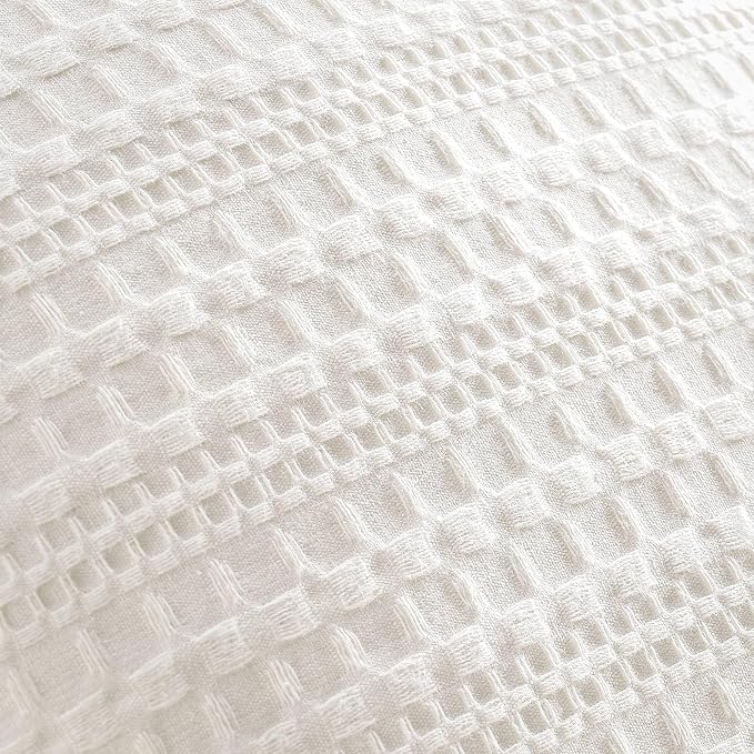 ZeeMart 100% Cotton Waffle Textured Throw Pillow Covers Set of 2, 24x24 Inch Ivory, Soft Farmhouse Decorative Couch Pillow Cases Off White Cushion Covers for Sofa Bed Living Room Home Decor
