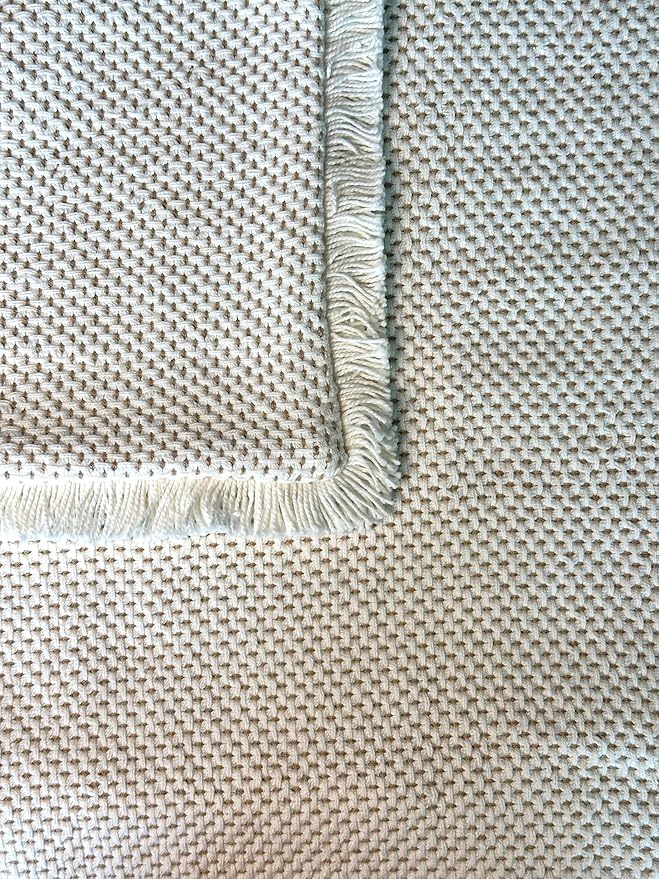 SanVia Cotton Throw Pillow Covers 20x20 – Handwoven Jacquard Texture, Fade-Resistant, No Pilling – Hidden Zipper, Decorative Cushion Cover for Sofa, Couch, Bed – Insert Not Included (Farmhouse, White)