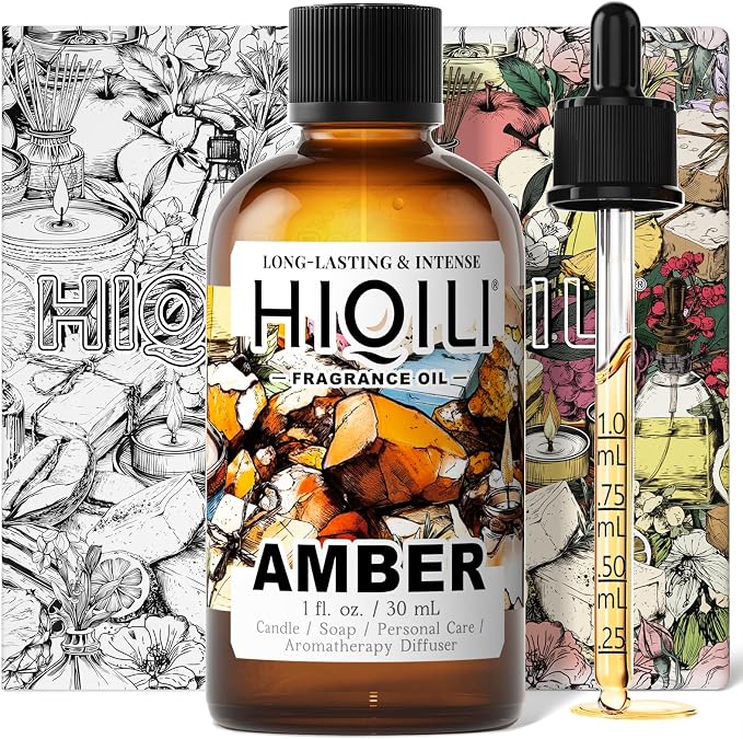 HIQILI Amber Fragrance Oil for Perfume Making - 1 Fl Oz / 30 ML | Add to Body Lotion, for Candle, Soap Making, Hotel Scents for Essential Oil Diffuser & Aromatherapy