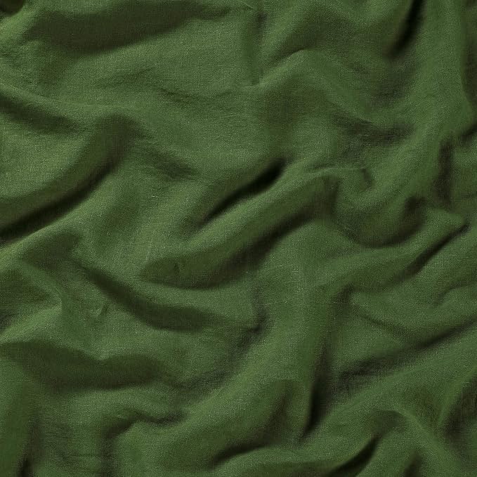 Sijo Stone Washed Organic French Linen Bed Sheet Set, GOTS Certified Organic, Best Cooling Linen Sheet Award by Sleep Foundation, 1 Flat Sheet Only (Forest, King/Cal King)