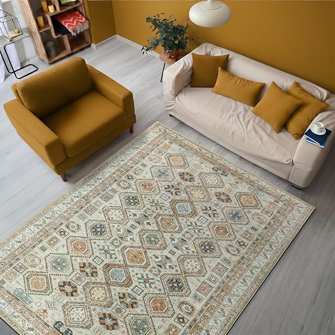 Keen Home Design 3x5 Rug - Machine Washable Entry Rug with Non-Slip Backing, Ideal for Enteryway, Kitchen, Bathroom, Laundry Room - Vintage, Easy Clean, Durable, Low Pile Rug - (3' x 5')