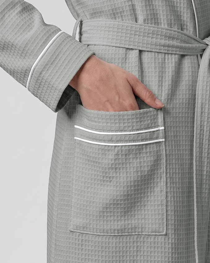 NY Threads Cotton Blend Waffle Robes for Women Full-Length Bathrobe