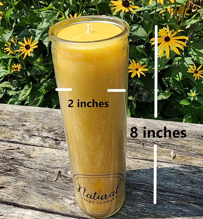 Pure Beeswax Candle Made in USA Vigil,Yartzeit, Yom Kippur, Meditation, Prayer, Devotional, Pillar in a Glass. Burns up to 100 Hours.