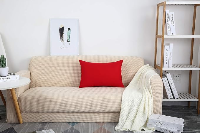 TangDepot 100% Cotton Solid Throw Pillow Cover 12x18 Red | 100% cotton, same-color zip, machine wash & air dry. For living room, bedroom, office, car. 42 colors, 83 sizes. Cover only.