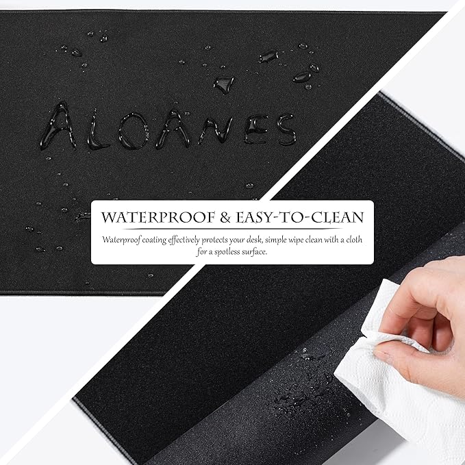 ALOANES Waterproof Mouse Pad, XL Gaming Keyboard Pad with Anti-Slip Base, Grain Jacquard Surface, Extend Desk pad for Gamer, Office & Home, Sea Wave Mousepad 31.5"x 11.8"x 0.12"