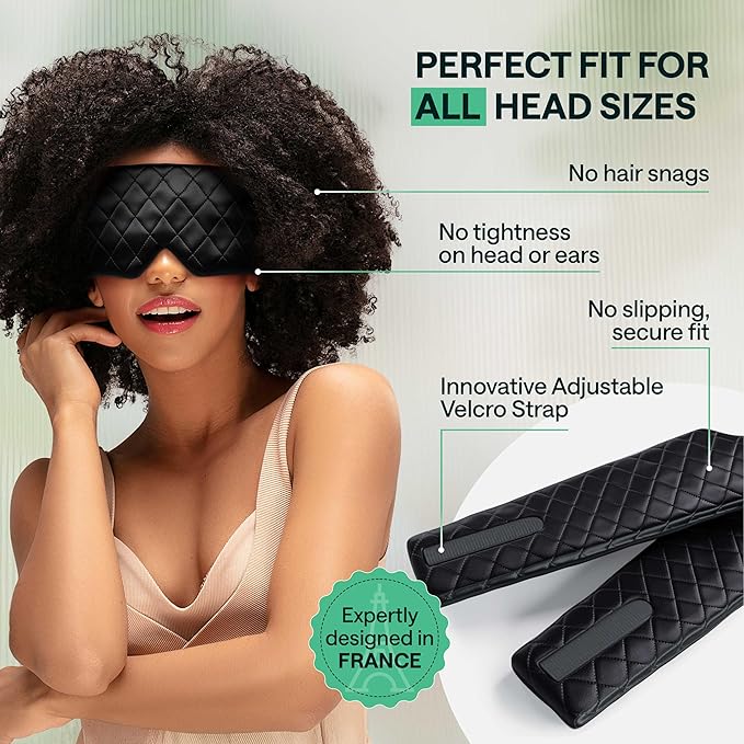 100% Mulberry Silk Sleep Mask – Total Blackout Eye Mask for Sleeping, Adjustable No-Snag Velcro Strap, Lightweight & Gentle on Skin & Hair, Travel-Ready – Mothers Day Gift for Mom & Wife