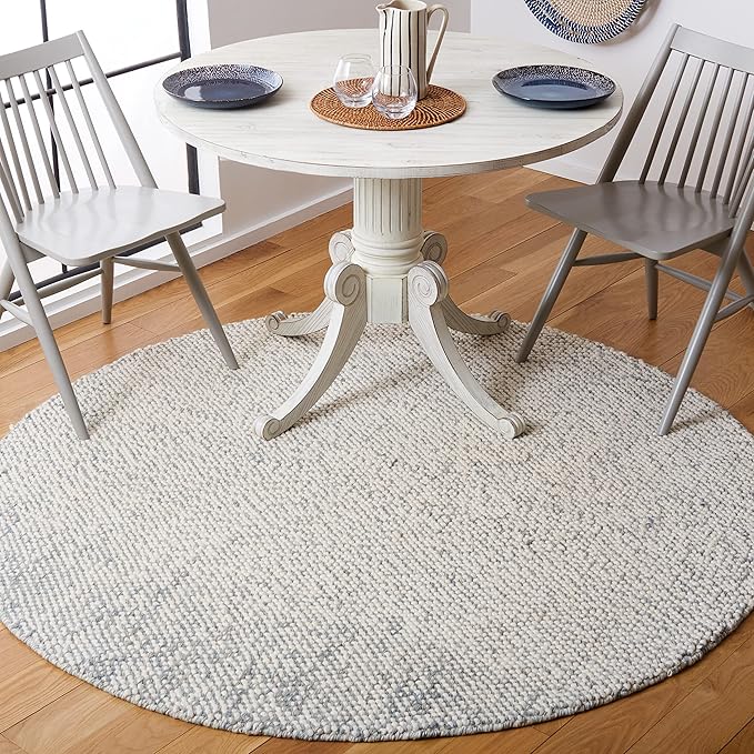 SAFAVIEH Natura Collection 6' Round Grey/Ivory NAT182F Handmade Wool Entryway Foyer Living Room Bedroom Area Rug