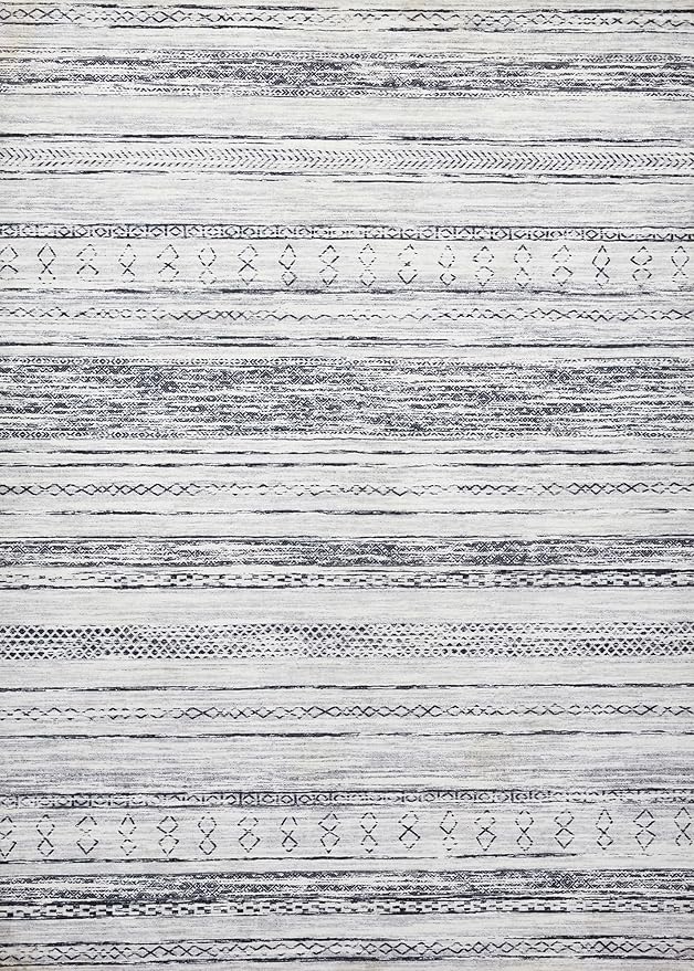 Tortania Area Rug Living Room Rugs - 5x8 Washable Large Soft Neutral Boho Moroccan Bohemian Farmhouse Rug Indoor Floor Carpet for Bedroom Under Dining Table Home Office Decor - Grey