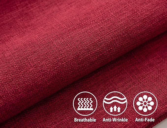 Stellhome Christmas Decorative Burlap Throw Pillow Covers Square Solid Farmhouse Decorative Linen Cushion Covers for Bed Couch Sofa Bench, 26 x 26 inch (65 cm), Red, Set of 2