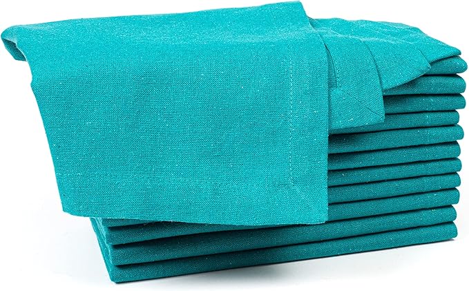 Cotton Dinner Napkin 18x18 inch Teal, Everyday, Wedding, Cocktail, Tailored with Mitered Corners & Generous Hem, Easy Care