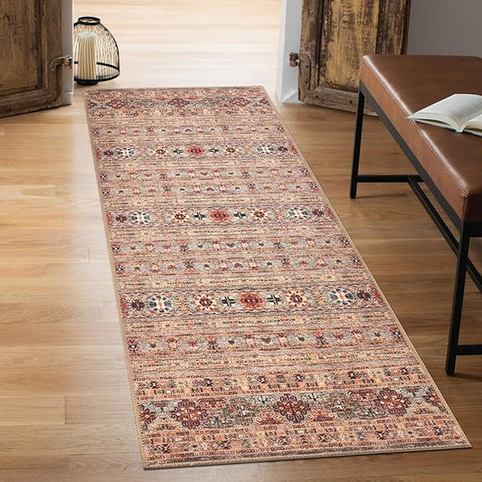 Keen Home Design 30"x84" Rug - Machine Washable Runner Rug with Non-Slip Backing, Ideal for Hallway, Entryway, Kitchen, Laundry Room - Vintage, Easy Clean, Durable, Low Pile Rug - (2'6" x 7')