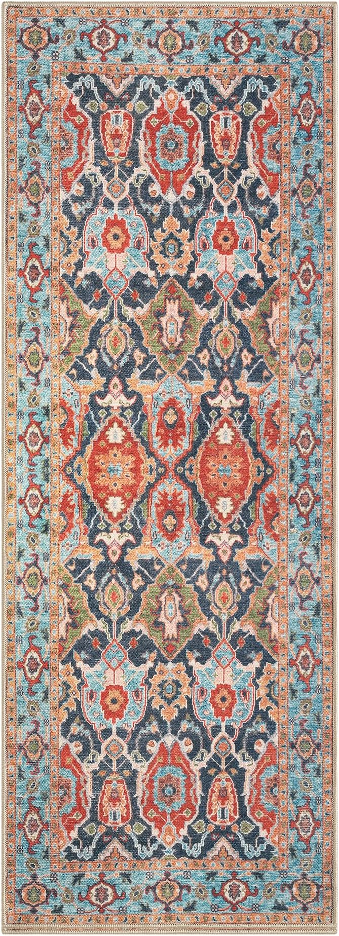 Keen Home Design 30"x120" Rug - Machine Washable Runner Rug with Non-Slip Backing, Ideal for Hallway, Entryway, Kitchen, Laundry Room - Vintage, Easy Clean, Durable, Low Pile - (2'6" x 10')