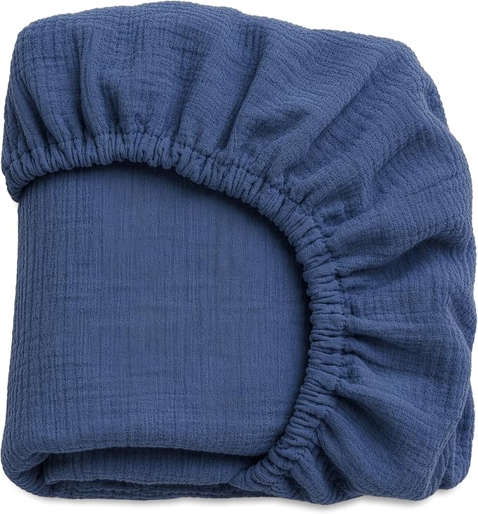 Newton Baby Deluxe Crib Sheet – Ultra-Soft Breathable Organic Cotton Fitted Crib Sheet | Thicker & Softer Design | Machine Washable Baby Bedding | Evening Blue