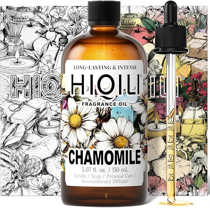 HIQILI Chamomile Fragrance Oil for Candle, Soap Making - 5.07 Fl Oz | Use in Essential Oil Diffusers, Add to Body Lotion, Laundry Dryer Balls, Long-Lasting Scent, Graduated Dropper Included