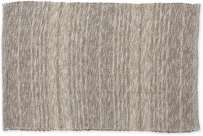 DII Woven Rag Rug Collection Recycled Yarn Variegated Rustic Stripe, 2x3', Stone