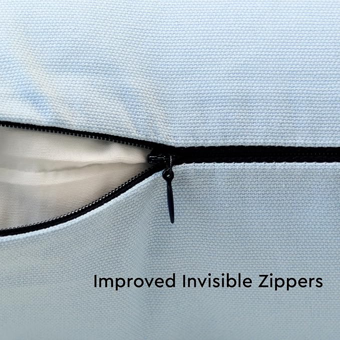 Encasa XO Throw Pillow Covers 24x24 in Set of 2 Ice Blue | No Inserts | Cotton Pillow Covers for Living Room, Bed, Sofa, Couch | Decorative Cushion Covers with Improved Zipper