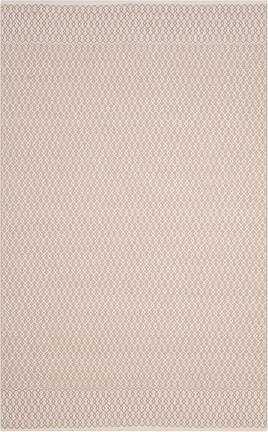 SAFAVIEH Montauk Collection Area Rug - 5' x 8', Ivory & Grey, Handmade Flat Weave Boho Farmhouse Cotton, Ideal for High Traffic Areas in Living Room, Bedroom (MTK339A)