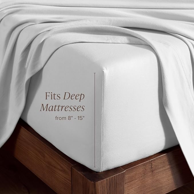 Bare Home 100% Organic Cotton Jersey Fitted Sheet - King Size - Ultra Soft - Deep Pocket Fitted Sheet - 100% Cotton - Ring Spun Yarns (King, Cloud Grey)