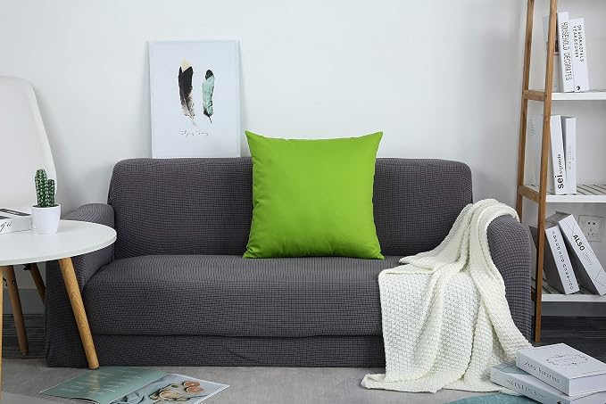 TangDepot 100% Cotton Solid Throw Pillow Cover 20x20 Apple Green | 100% cotton, same-color zip, machine wash & air dry. For living room, bedroom, office, car. 42 colors, 262 sizes. Cover only.