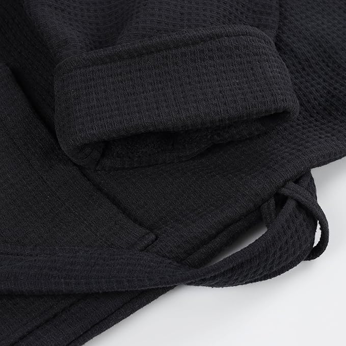 Superior Waffle Weave Cotton Unisex Bathrobe with Belt, Soft and Absorbent Robe for Men and Women Bath Essentials Robes