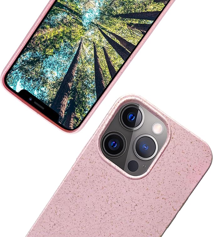 eplanita Eco Mobile Phone Case Compatible with iPhone 13 Pro Max, Plant Fiber, Drop Protection Cover, Durable and Sustainable (for iPhone 13 Pro Max, Pink)