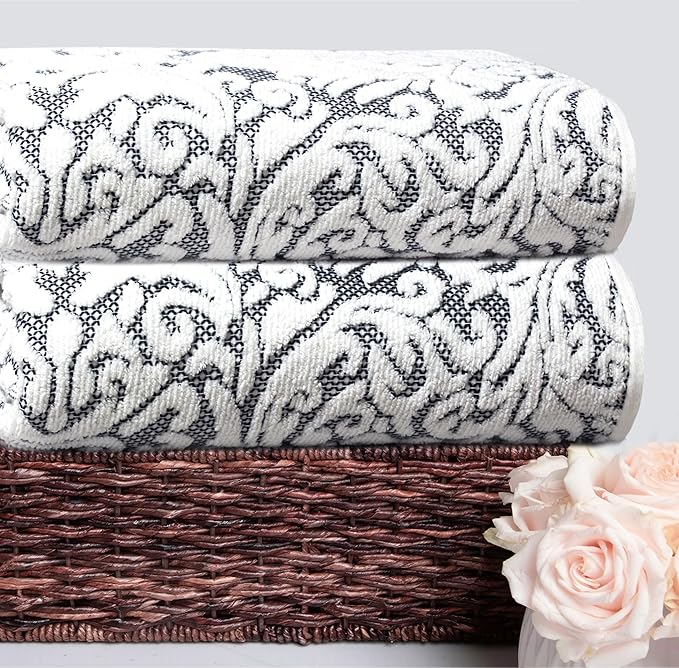 COTTON CRAFT Oversized Bath Sheet - 2 Pack XXL 32x89 - Premium Cotton Sculpted Medallion Jacquard Terry 7 Foot Extra Large Beach Blanket Towel Sheet - Big & Tall - 630 GSM Soft Absorbent Luxury - Navy