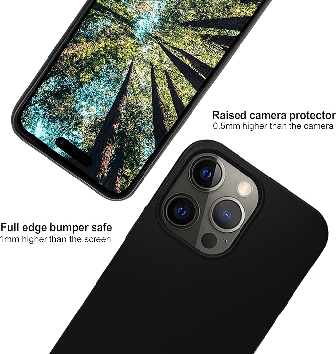 eplanita Eco Mobile Phone Case Compatible with iPhone 15 Pro, Plant Fiber, Drop Protection Cover, Durable and Sustainable (for iPhone 15 Pro, Black)
