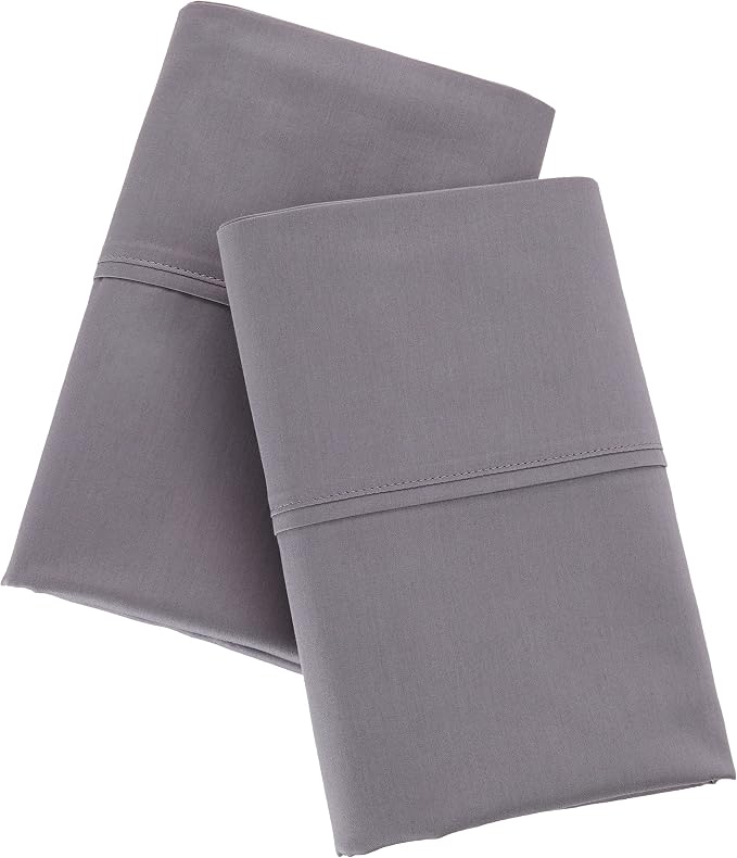 Amazon Aware 100% Organic Cotton 300 Thread Count Pillowcase Set, Dark Gray, King, 2 Pack, 40" x 20"